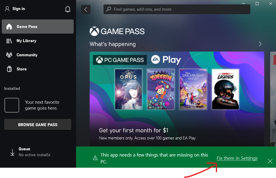 microsoft store won't download xbox app